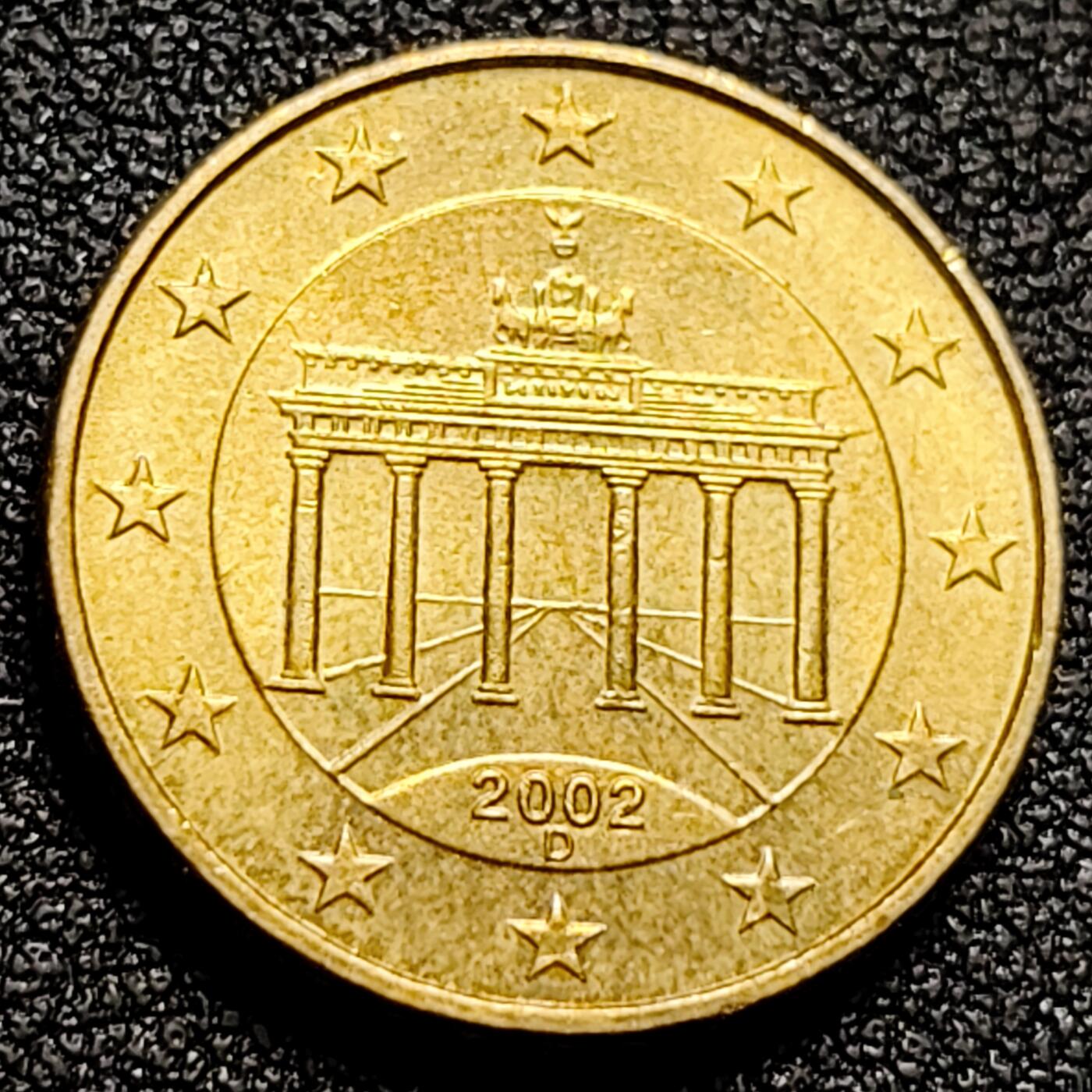 泉币菌-第105场-精品福利场 欧元 德国2002年 10欧分合金铜币 勃兰登堡门 地图 A厂标 19.75MM
