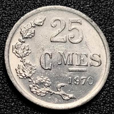 泉币菌-第106场-散币乐园场 - 原光UNC 卢森堡1970年25生丁25分铝币 皇冠立狮 19MM 