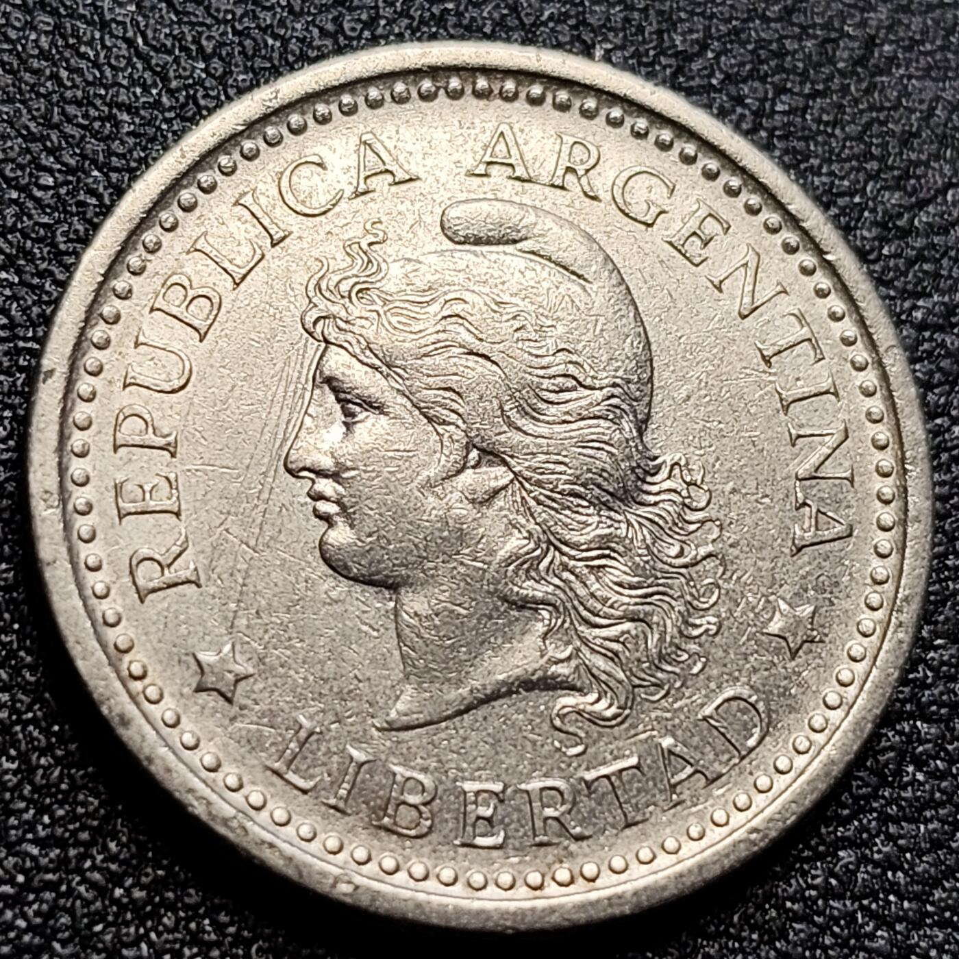 泉币菌-第105场-精品福利场 阿根廷1959年1比索镍币 25.6mm 美洲硬币 