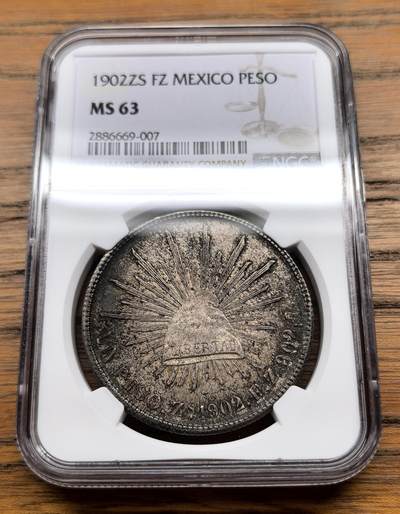 凡希社世界钱币微拍月度大拍（2025/8） - 1902ZS墨西哥直边鹰洋NGC-MS63，原味黑彩！