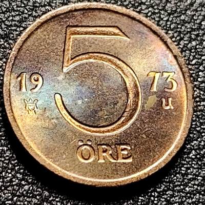 泉币菌-第103场-精品福利场 - 原光美品 瑞典5欧尔 皇冠 古斯塔夫六世国王 青铜币 18mm