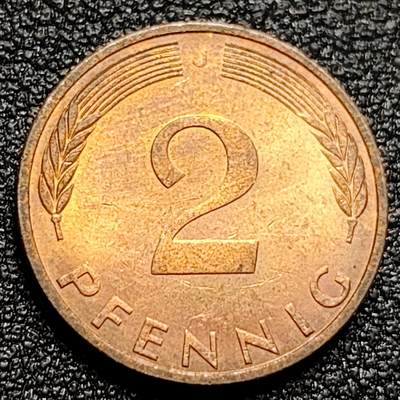 泉币菌-第104场-散币乐园场 - 联邦德国1975年 2芬尼硬币 橡树麦穗  银行版