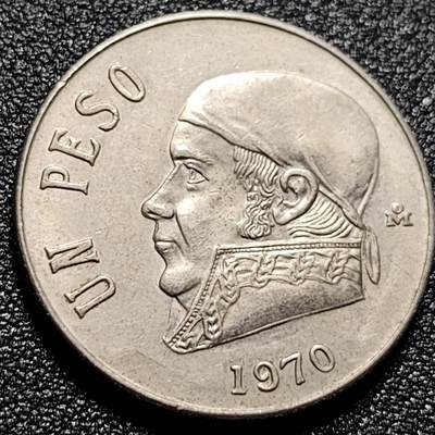 泉币菌-第103场-精品福利场 - 1970年墨西哥早期1比索大镍币 29mm 独立战争领袖莫雷洛斯 鹰蛇徽