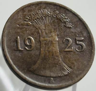 文馨钱币收藏第 269 场，长期接收代拍品 - 极美品 1925 年魏玛共和国 1 芬尼铜币 A 版