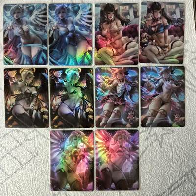 花开卡拍第36期（8月31号周日截拍，品控勿拍!!!拍品不寄存，运费5元，自制卡难免瑕疵，可能存在轻微撞角爆边等出厂瑕疵，品控介意勿拍！） - 动漫美女卡牌 ACG二渐变对卡5对 彩闪