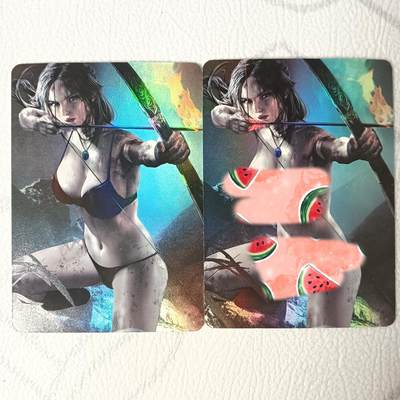 花开卡拍第36期（8月31号周日截拍，品控勿拍!!!拍品不寄存，运费5元，自制卡难免瑕疵，可能存在轻微撞角爆边等出厂瑕疵，品控介意勿拍！） - 艺术对卡2张 折光彩闪