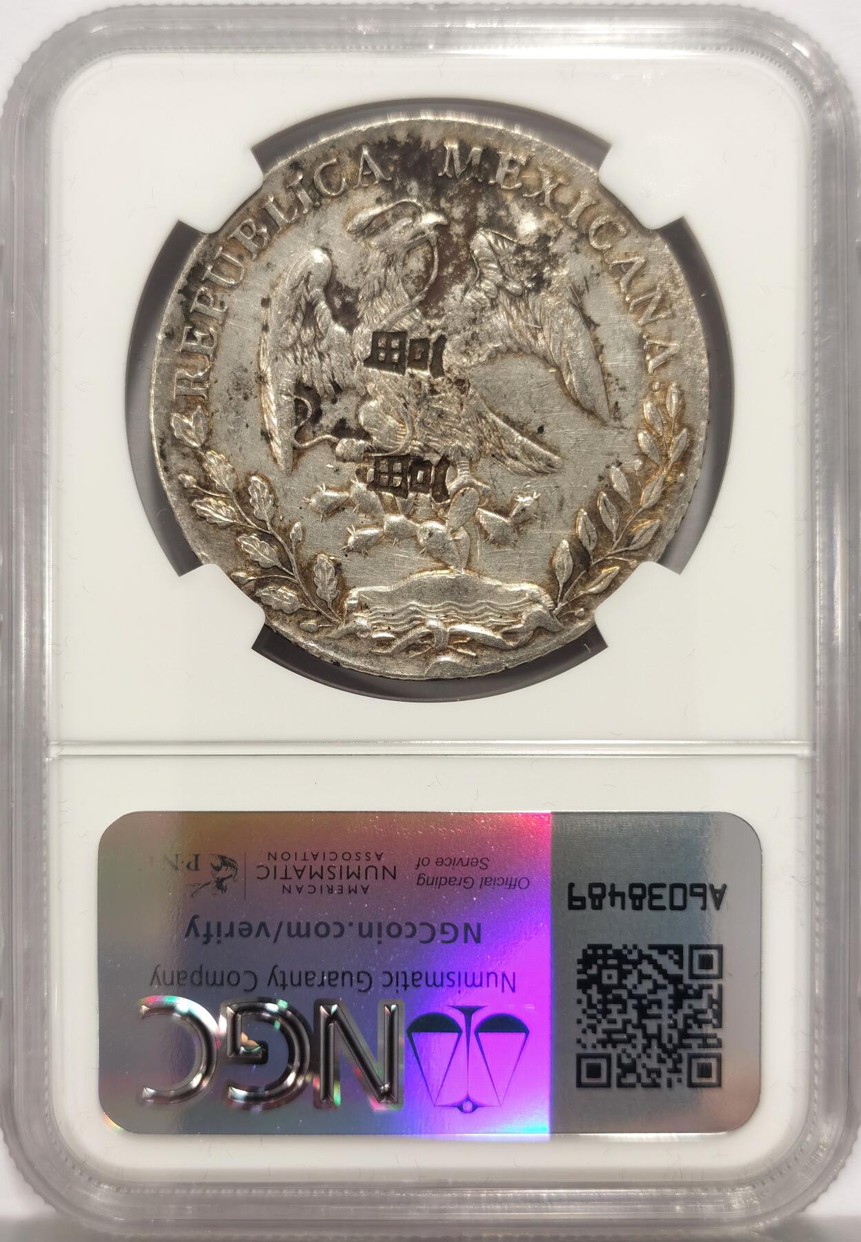 博洋堂世界钱币拍卖第136期（全场包邮） NGC Chopmarked 墨西哥1887年GO RR版鹰洋，少见双面双“畐”戳记2
