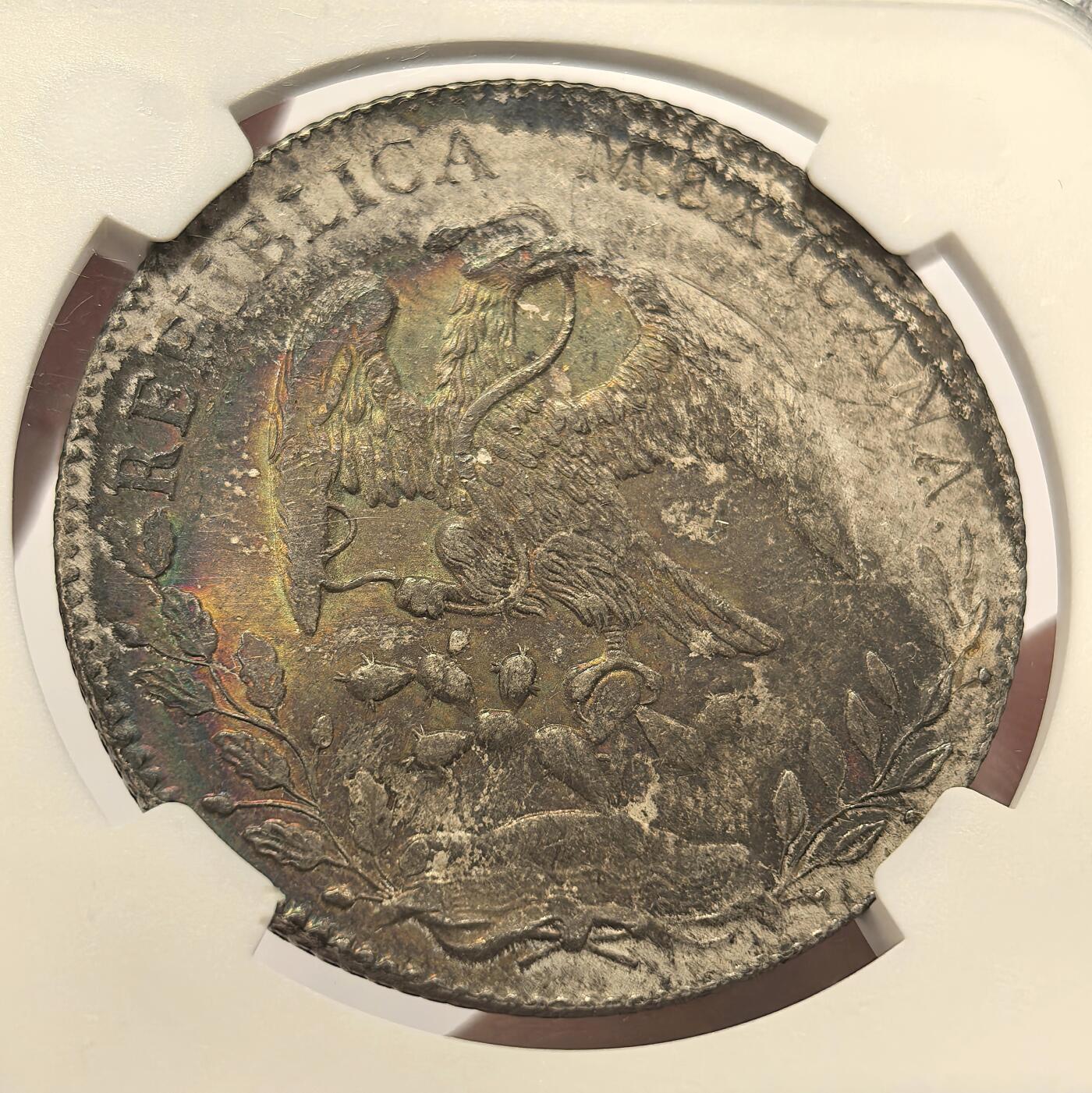 博洋堂世界钱币拍卖第136期（全场包邮） NGC MS61 墨西哥1896/1年GO/AS RS/ML花边鹰洋，罕见年份、厂别、鉴定师三骑字版，极美五彩包浆