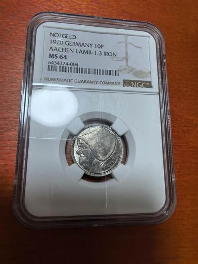 长老汇蛇年精选第四十一场拍卖 - 1920 德紧亚琛妇人头10芬尼铁币，NGC MS64分，季军分，更高4枚