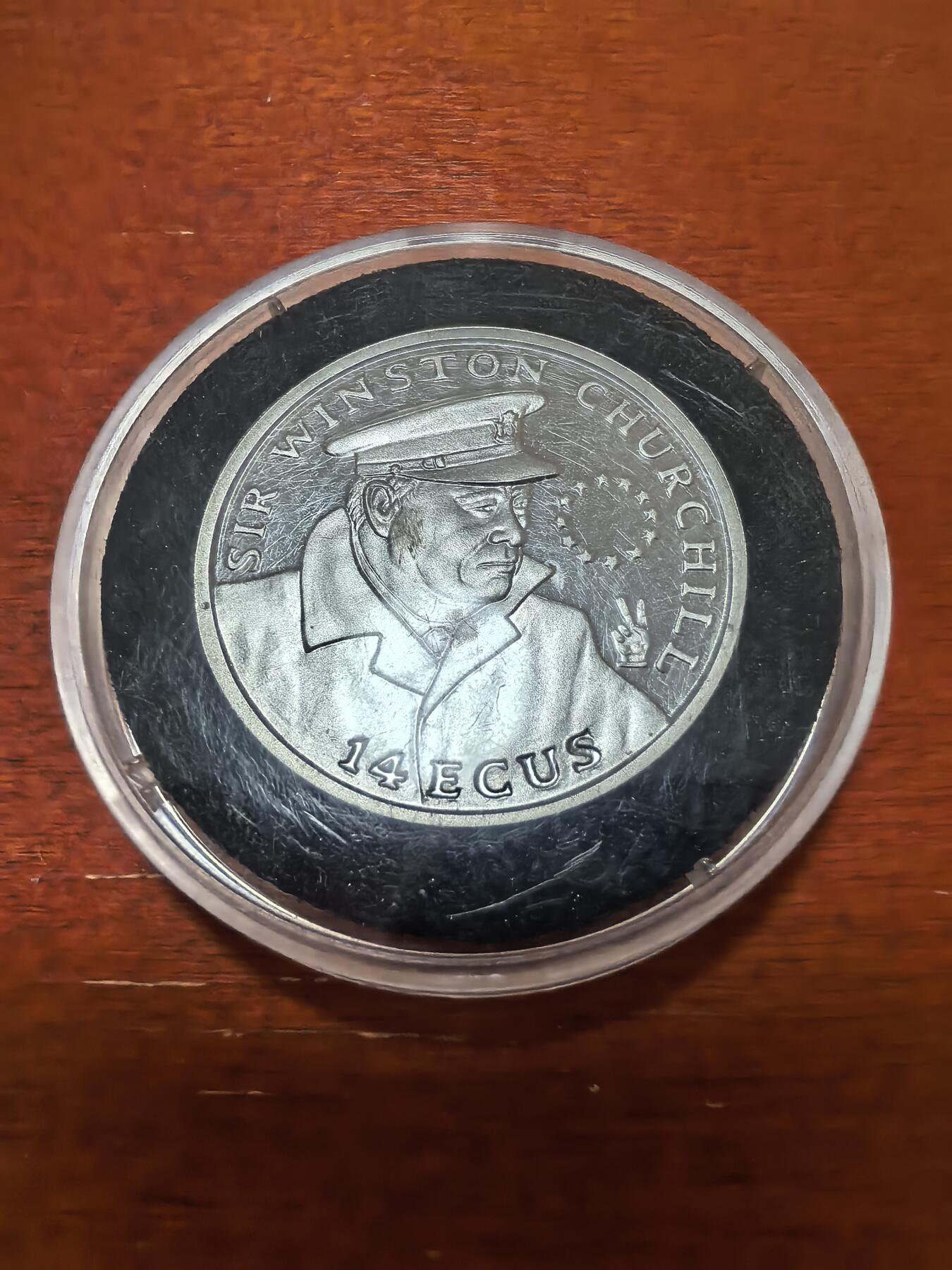 长老汇蛇年精选第四十一场拍卖 1993直布罗陀丘吉尔14埃居加厚精制银币，20克925银，5000枚，克书75美金