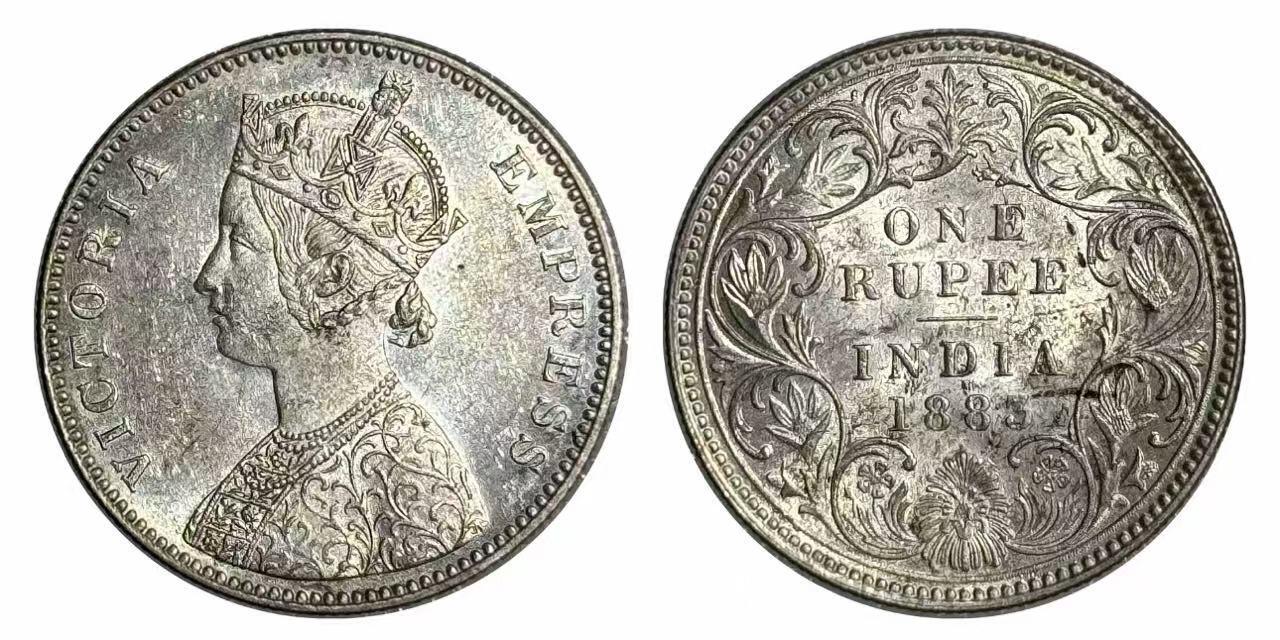 博洋堂世界钱币拍卖第136期（全场包邮） NGC MS61 英属印度1883年B版维多利亚1卢比银币，少见年份，状态低评