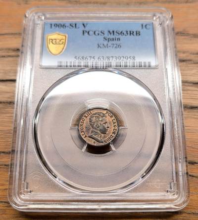 凡希社世界钱币微拍月度大拍（2025/8） - 1906西班牙1分铜币PCGS-MS63