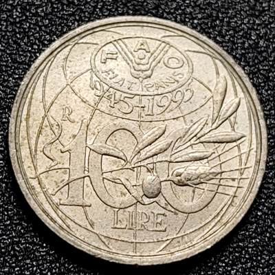 泉币菌-第101场-精品福利场 - 原光美品 FAO联合国粮农组织纪念币 意大利1995年100里拉銅镍硬币 22mm4.5g