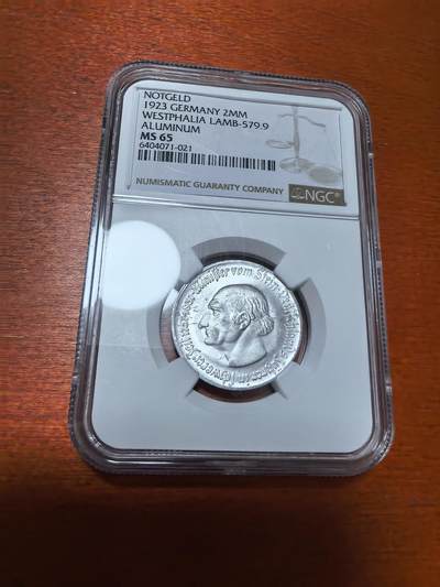 长老汇马年精选第十二场拍卖 - 1923 德国威斯特法兰德紧斯坦伯爵马币2百万马克3行，NGC MS65，亚军分，更高2枚