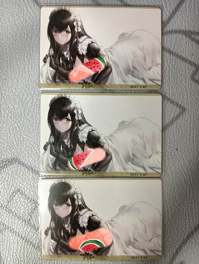 花开卡拍第36期（8月31号周日截拍，品控勿拍!!!拍品不寄存，运费5元，自制卡难免瑕疵，可能存在轻微撞角爆边等出厂瑕疵，品控介意勿拍！） - 猴子动漫卡牌 SP特卡 女仆 卡背艺术版 2张彩闪+1张钻闪，有一张出厂轻微划痕