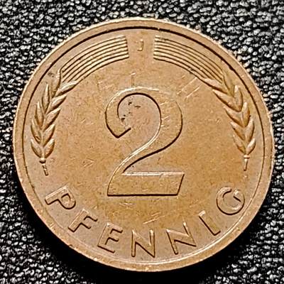 泉币菌-第101场-精品福利场 - 首发年 1950年德国2芬尼铜币  五叶橡树 19mm  
