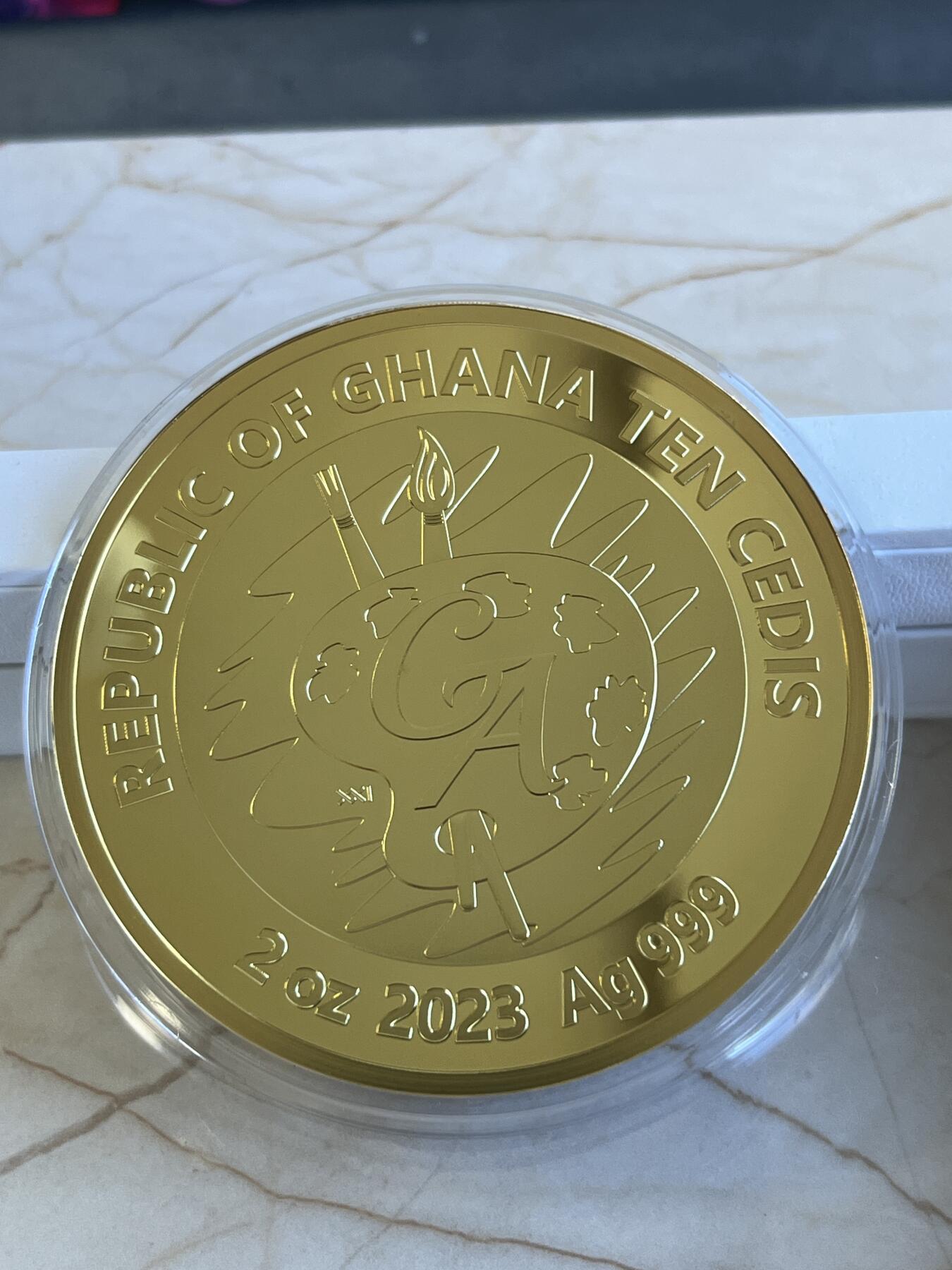 第173期拍卖【长期征集拍品】 加纳2023年名画克里姆特阿黛尔夫人镀金彩色银币，999银，发行500枚