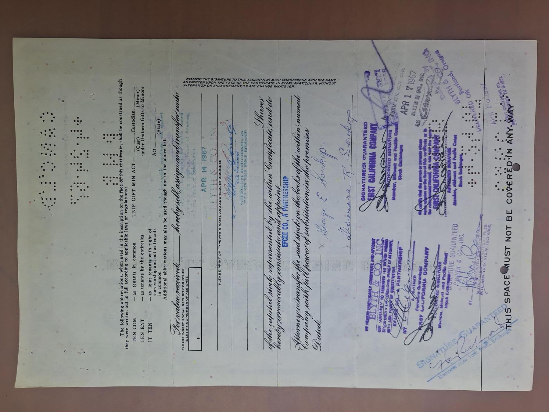 狮子猫股票债券纸品第二期 美国1965年罗克韦尔国际公司 号码227881