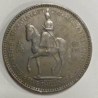 康怡轩钱币【世界各国老硬币银币专场】第467期  - 1953年英国5先令女王登基克朗币