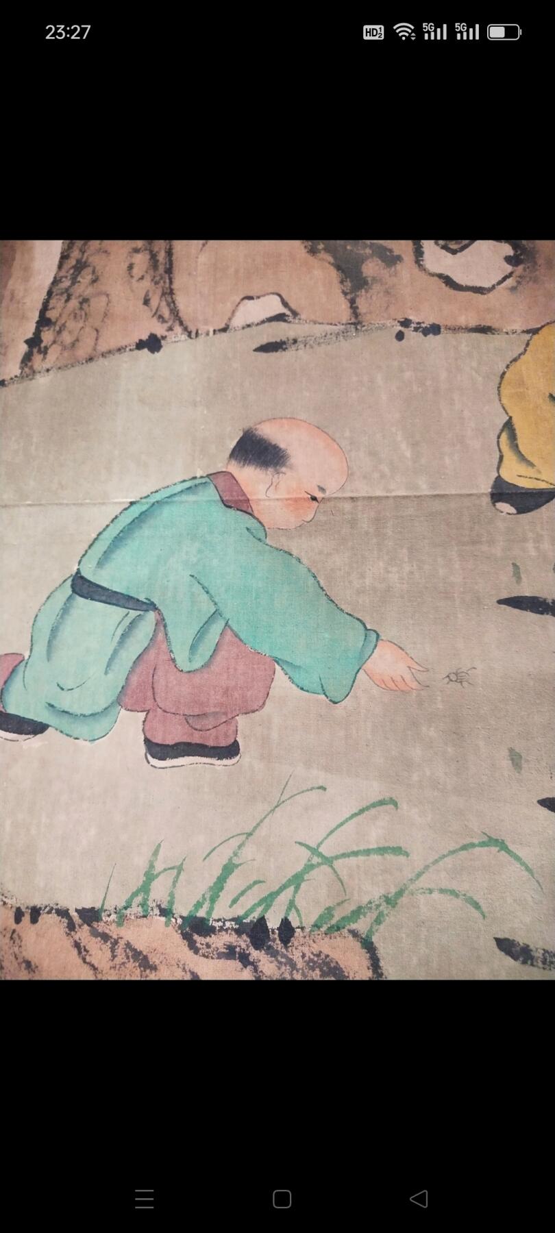 户里墙上摘下来的一幅老布画，画工精美绝伦，包浆醇厚自然，人物栩栩如生，惜没款没日期，应该是清代的，保真保老