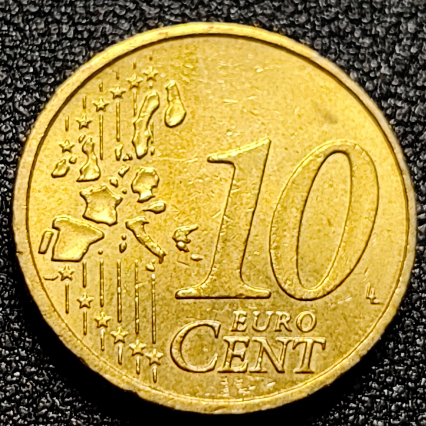 泉币菌-第101场-精品福利场 欧元 德国2002年 10欧分合金铜币 勃兰登堡门 地图 A厂标 19.75MM