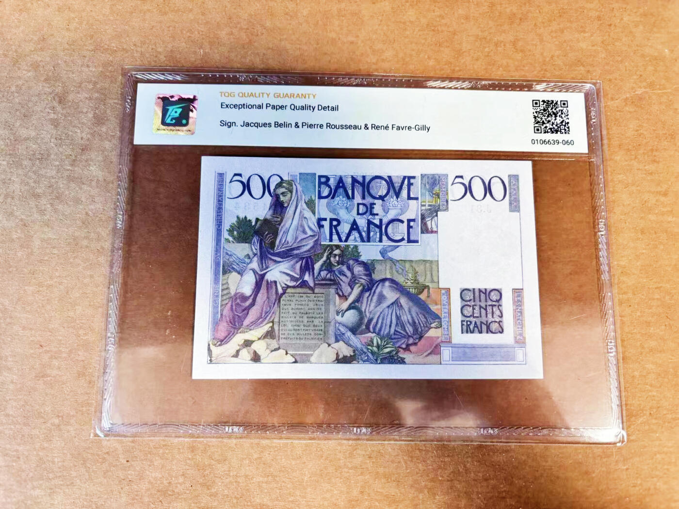 【Blue Auction】世界纸币精拍第717期——18级TOP拍卖/信誉/品质/专业/高效💫 法国 1945年500法郎 夏多布里昂 TQG66EPQ 