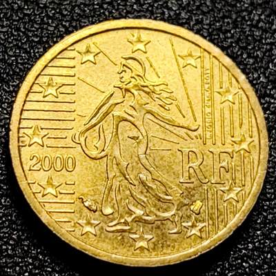 泉币菌-第101场-精品福利场 - 欧元 法国千禧年10欧分铜币 玛丽安娜 欧盟地图 19.75MM