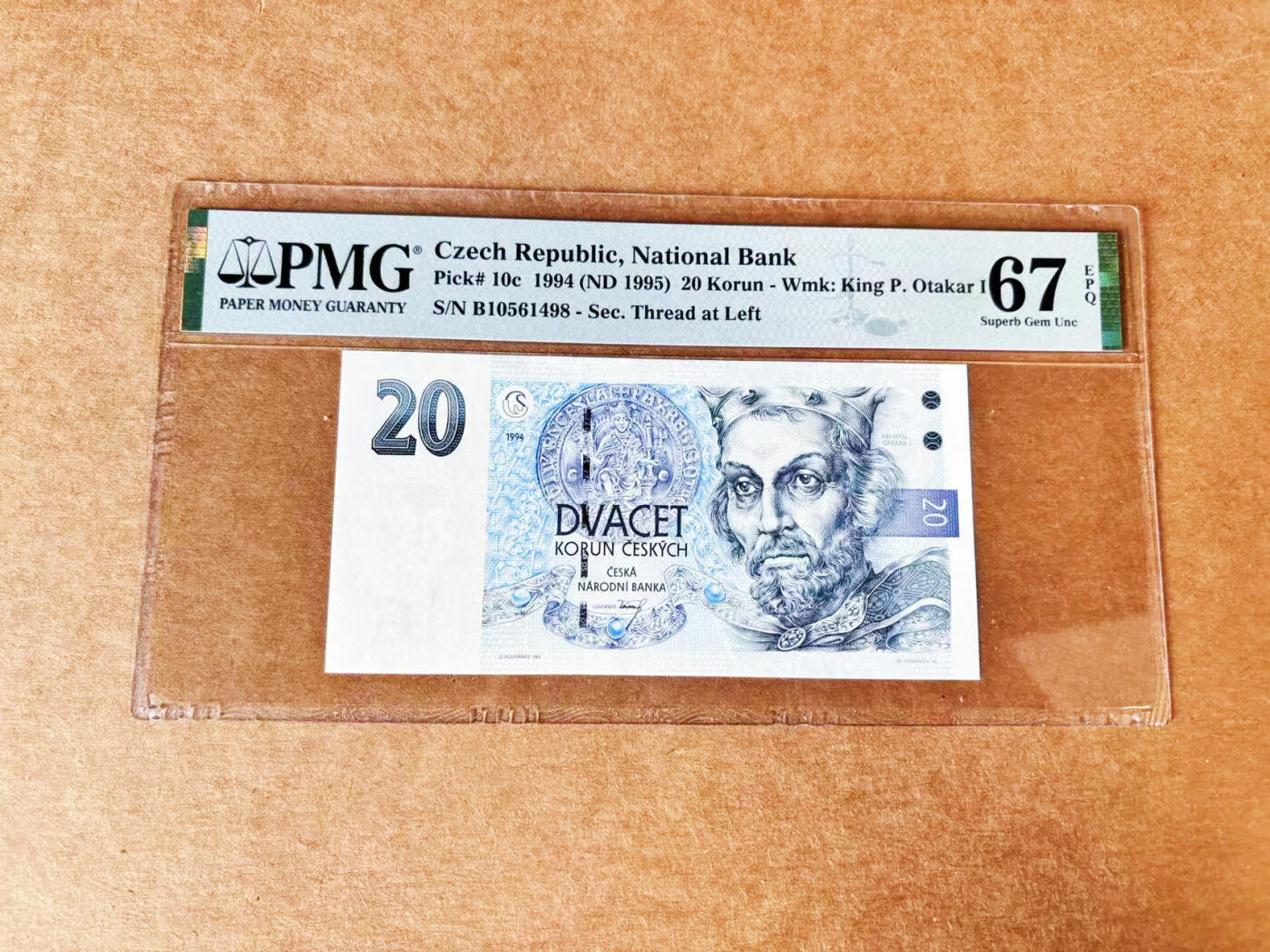 【Blue Auction】世界纸币精拍第717期——18级TOP拍卖/信誉/品质/专业/高效💫 捷克 1994年20克朗 PMG67EPQ 高分