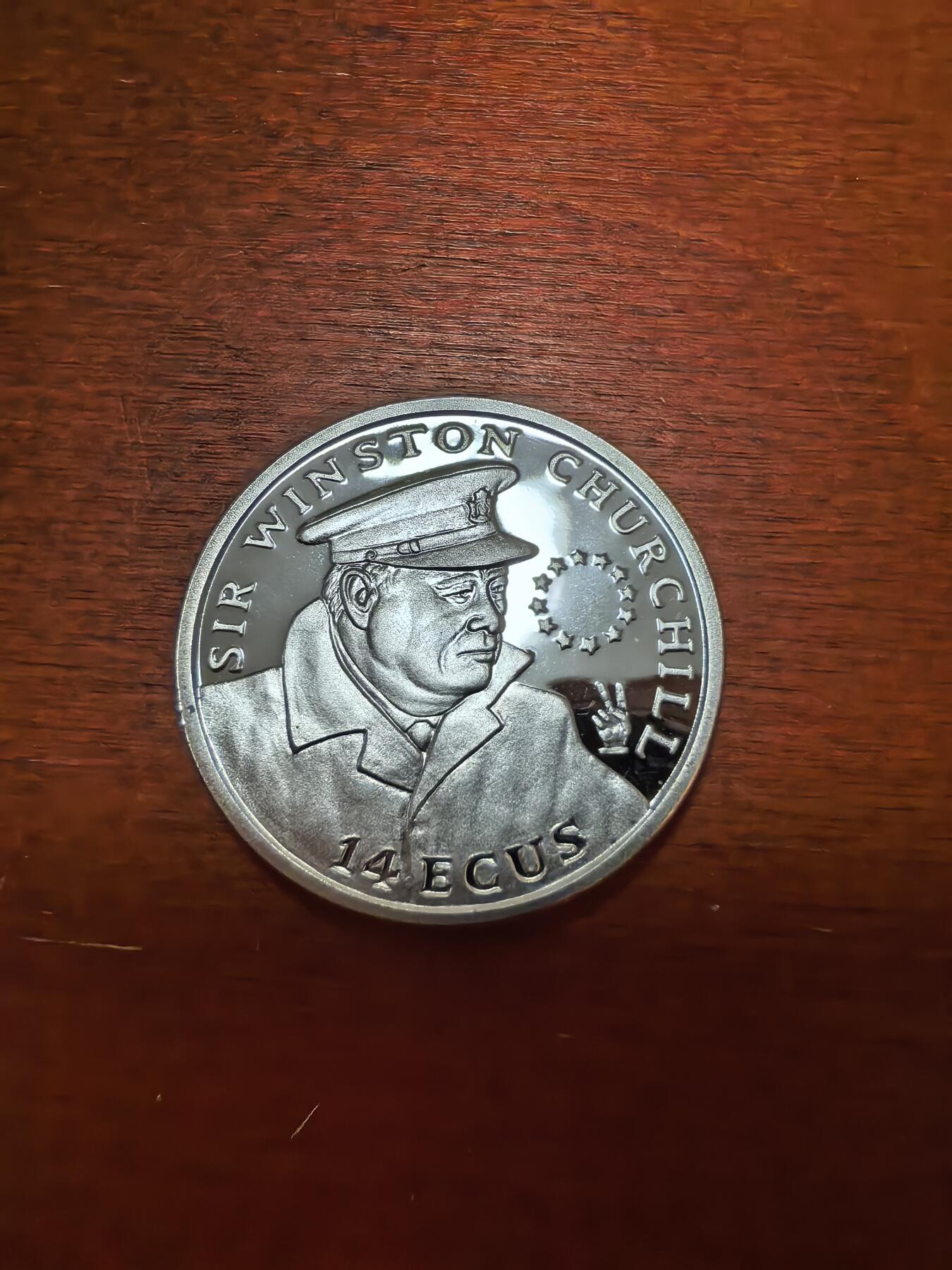 长老汇蛇年精选第四十一场拍卖 1993直布罗陀丘吉尔14埃居加厚精制银币，20克925银，5000枚，克书75美金