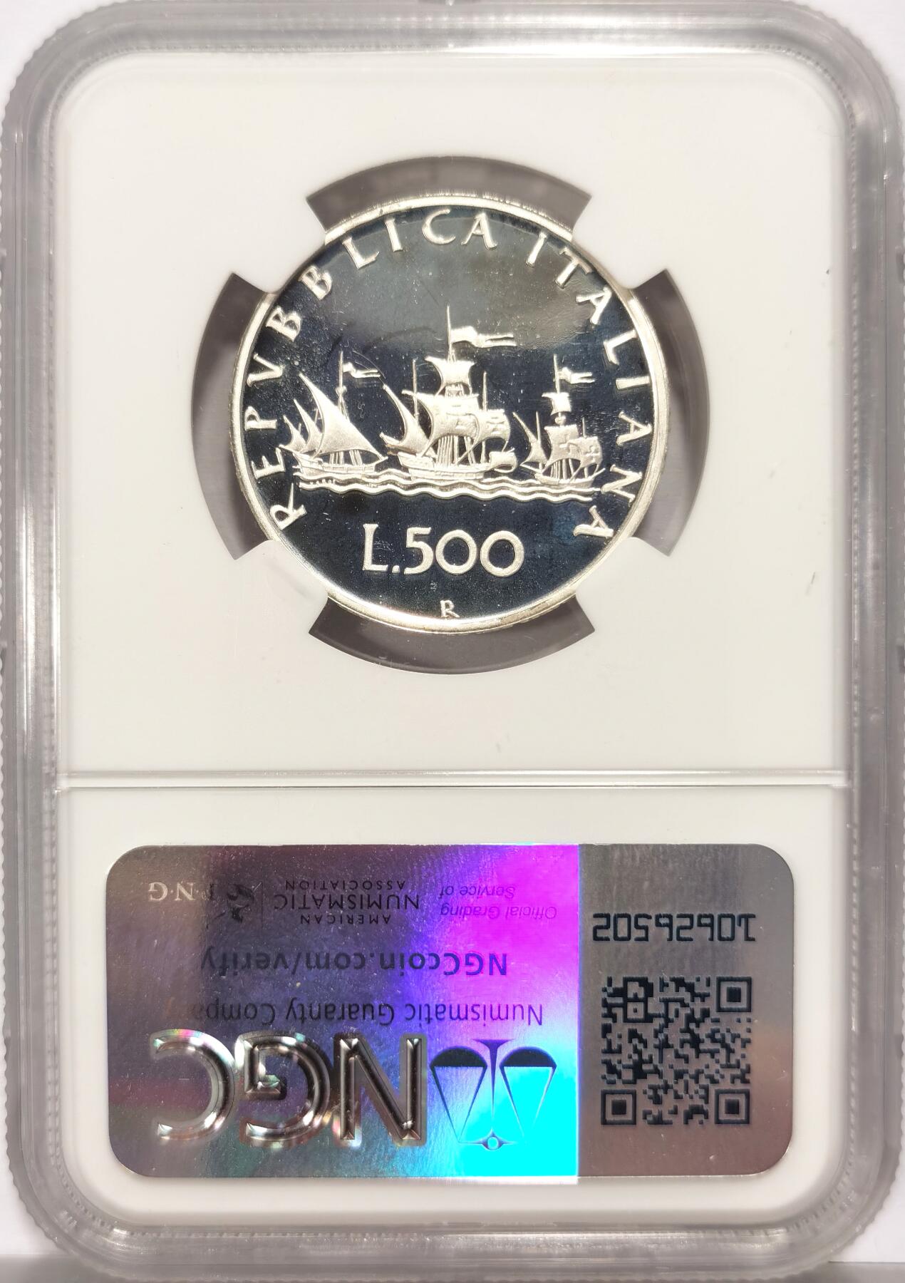 博洋堂世界钱币拍卖第136期（全场包邮） NGC PF68UC 意大利1990年美女精制500里拉银币