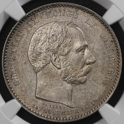 修遠堂世界钱币第八十二期 - NGC MS63 1888年丹麦国王登基25周年纪念2克朗银币