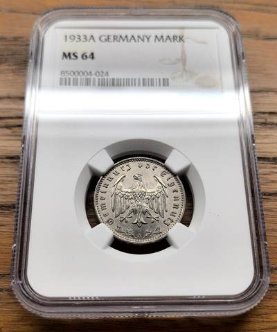 凡希社世界钱币微拍月度大拍（2025/8） - 1933A德国1马克镍币NGC-MS64