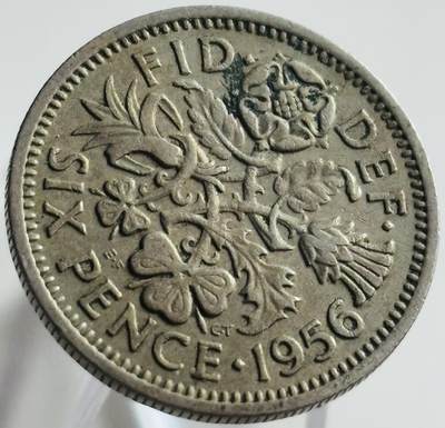 文馨钱币收藏第 269 场，长期接收代拍品 - 1956 年英国女王幸运 6 便士