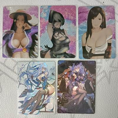 花开卡拍第36期（8月31号周日截拍，品控勿拍!!!拍品不寄存，运费5元，自制卡难免瑕疵，可能存在轻微撞角爆边等出厂瑕疵，品控介意勿拍！） - 梵心动漫卡牌 樱花系列3张粗闪+鸡腿卡牌黑丝大长腿磨砂彩闪，其中两张卡背艺术版