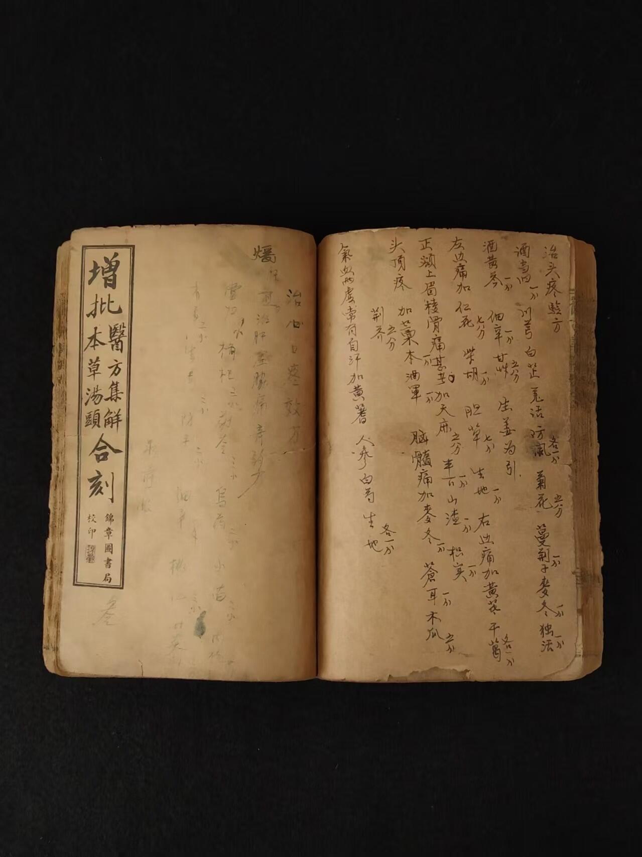 清末  中医方剂【医方集解】四本合订共二十三巻，由名医“汪昂”，此书按方剂的功用分为二十一门，载正方三百二十则，附方更多。摘录前人对方剂配伍的解释，并叙述每一方剂的适应证、用药配伍及加减法。末附有救急良方等。内容完整、保老保真！