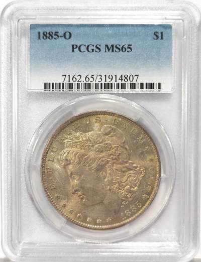 博洋堂世界钱币拍卖第136期（全场包邮） - PCGS MS65 美国摩根1885-O 正反面有褐黄色老包浆