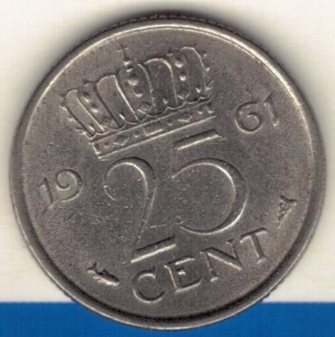 荷兰1961年25分 实物如图 AUNC