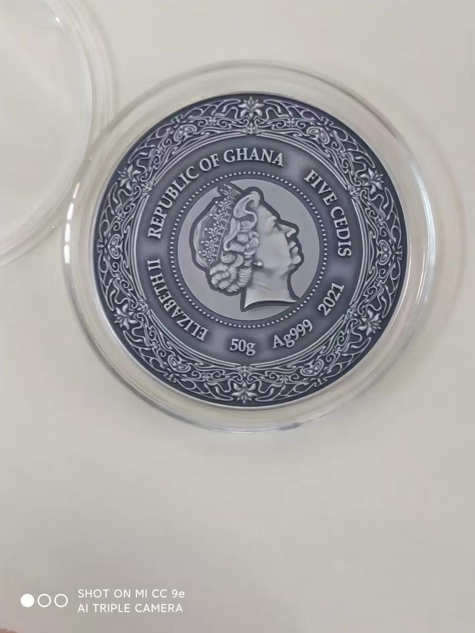 第172期拍卖【长期征集拍品】 加纳2021年50克, 穆夏名画:健康女神系列-
