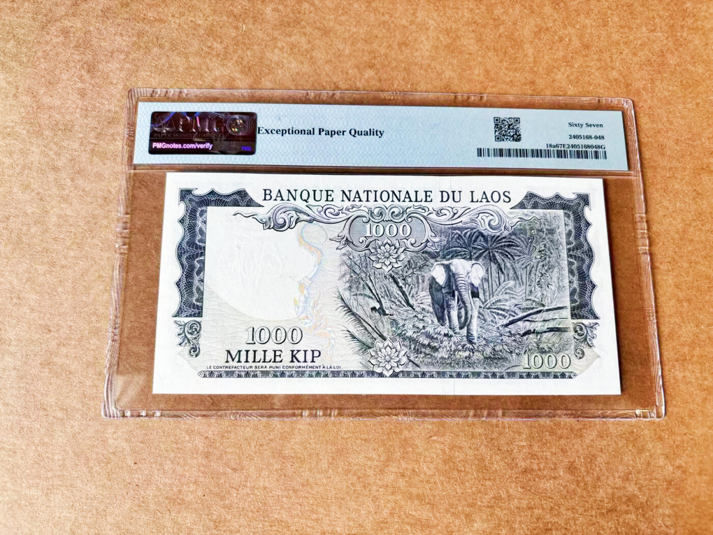 【Blue Auction】世界纸币精拍第717期——18级TOP拍卖/信誉/品质/专业/高效💫 【无47】老挝 1974-75年1000基普  PMG67EPQ 高分