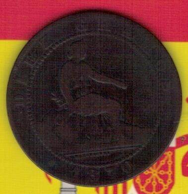西班牙1870年10分 铜币 实物图 八五品 - 西班牙1870年10分 铜币 实物图 八五品