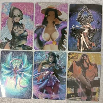 花开卡拍第36期（8月31号周日截拍，品控勿拍!!!拍品不寄存，运费5元，自制卡难免瑕疵，可能存在轻微撞角爆边等出厂瑕疵，品控介意勿拍！） - 梵心动漫卡牌 动漫女主单卡6张打包 粗闪 祢豆子+天女兽+女帝等