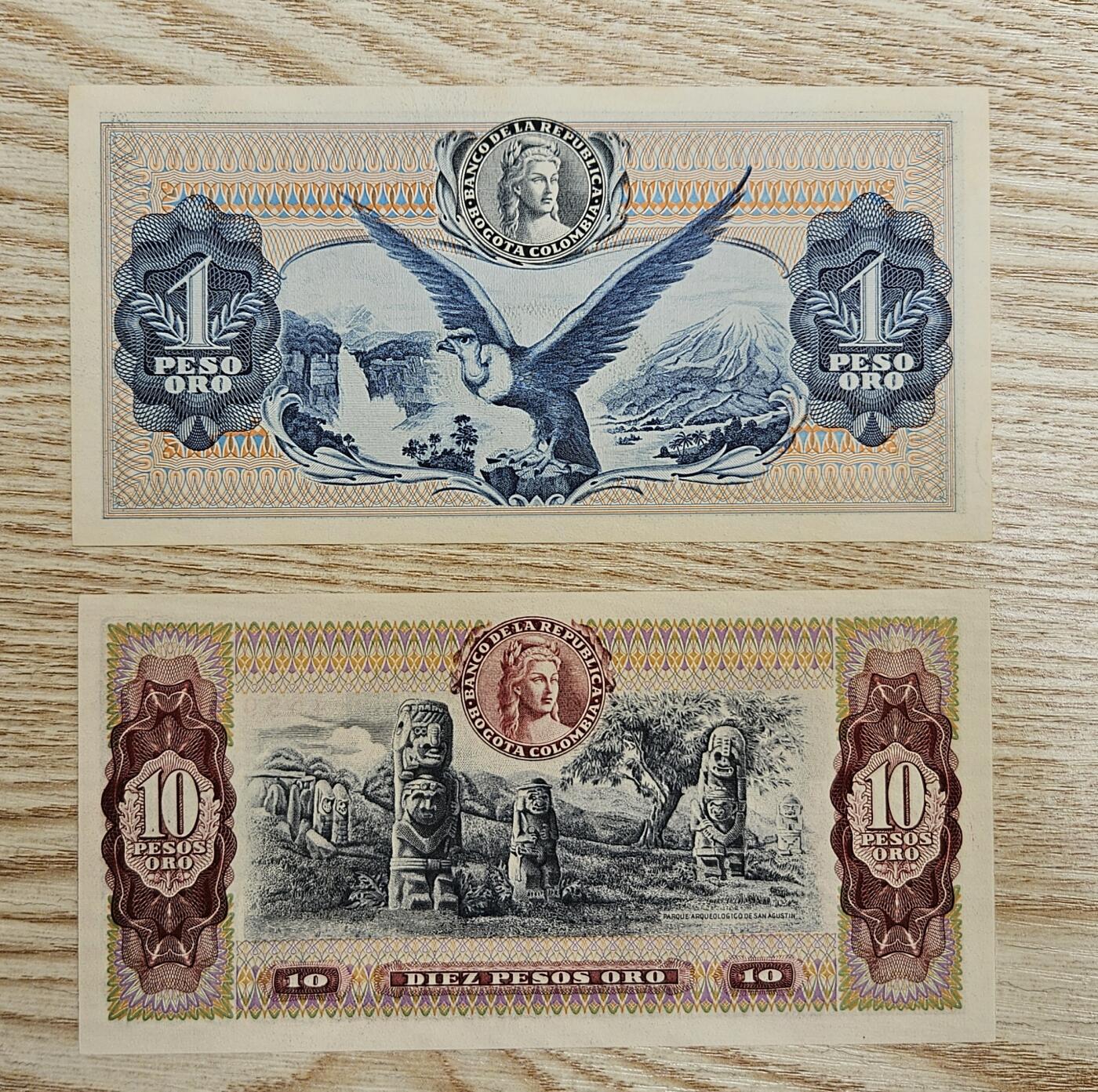 【币将精彩】纸币杂项拍卖（2025-9-14） 哥伦比亚纸币两枚unc
