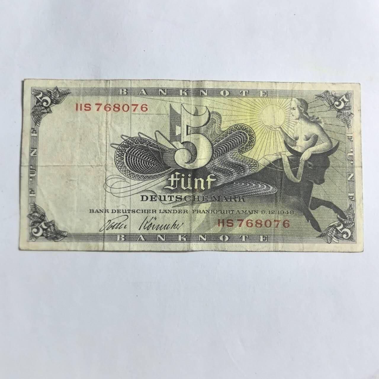 各国外币第91期 联邦德国5马克 1948年