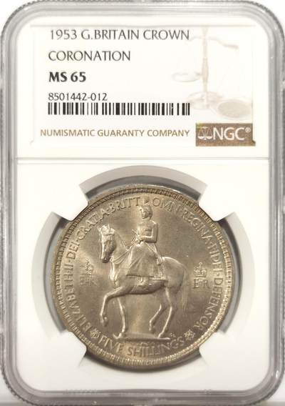 博洋堂世界钱币拍卖第136期（全场包邮） - NGC MS65 英国1953年伊丽莎白二世登基纪念克朗