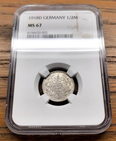 凡希社世界钱币微拍月度大拍（2025/8） - 1918D德国1/2银马克NGC-MS67