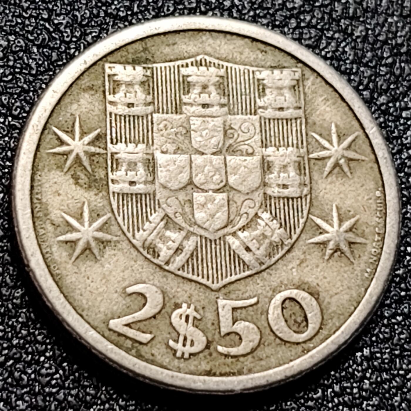 泉币菌-第101场-精品福利场 1963年 葡萄牙2.5埃斯库多 帆船币