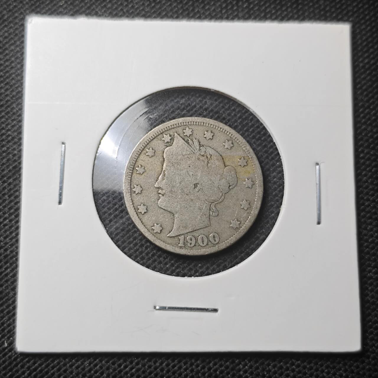 KK钱币收藏小铺 第330期 2月预留时间 周末发货  1900美国5分镍币