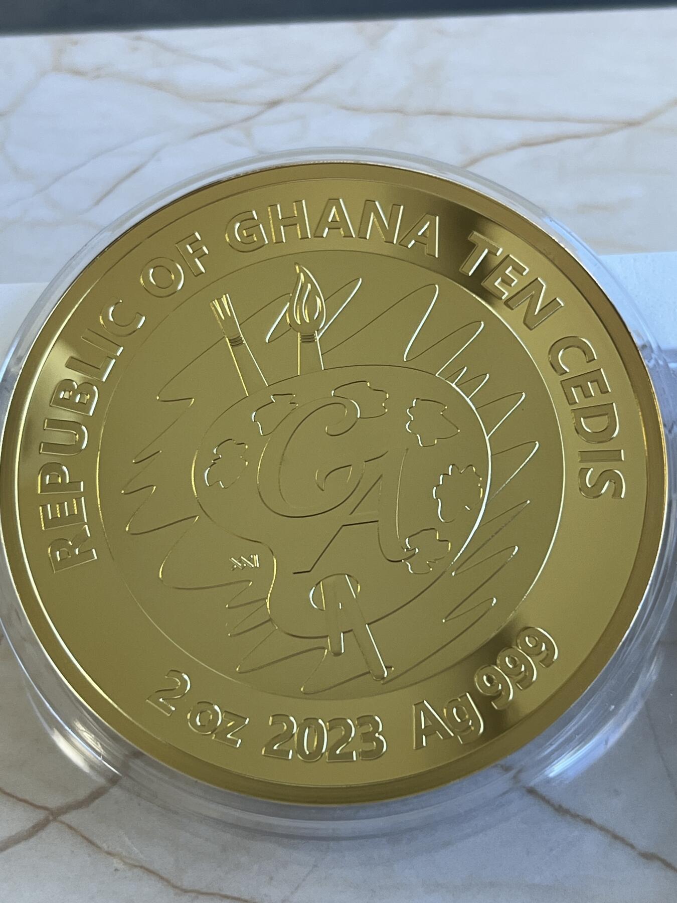 第173期拍卖【长期征集拍品】 加纳2023年名画克里姆特阿黛尔夫人镀金彩色银币，999银，发行500枚
