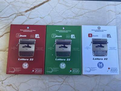 第173期拍卖【长期征集拍品】 - 意大利2020年打字机彩色纪念银币3枚套，白色和红色的稍有氧化