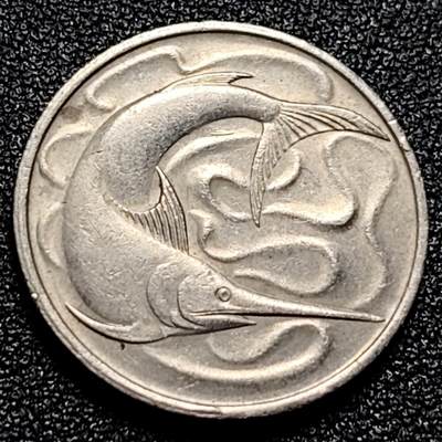 泉币菌-第101场-精品福利场 - 高币值 1979年 新加坡20分 海洋动物-剑鱼 24mm